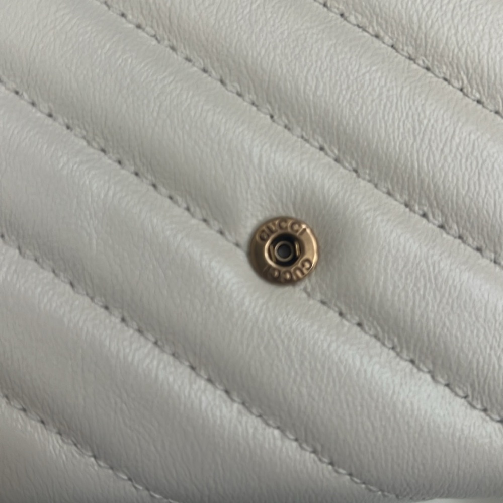 🆕💯% Auth Gucci Blue Agata GG Marmont Shoulder Bag Cream Calfskin Leather - Picture 16 of 16